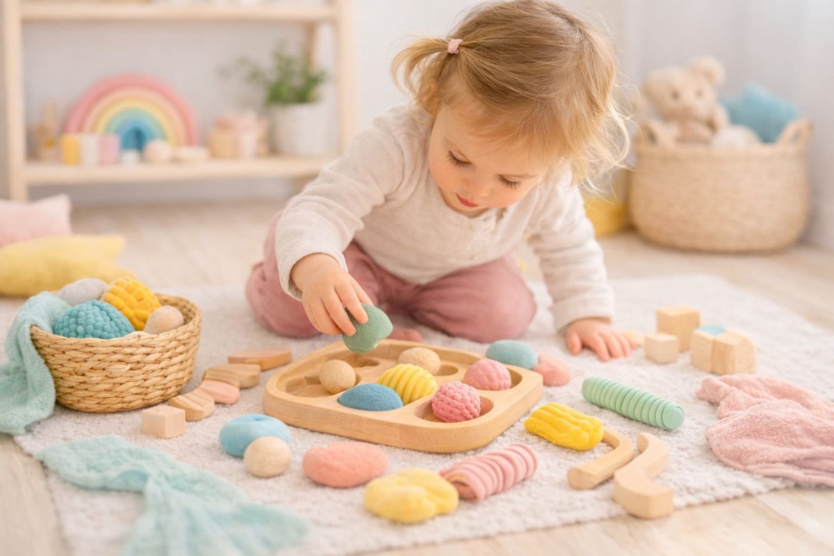 Senzorické aktivity dítěte doma – hra s kameny a texturovanými pomůckami