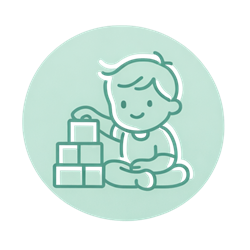 Samostatná hra dítěte – ikona dítě skládá kostky